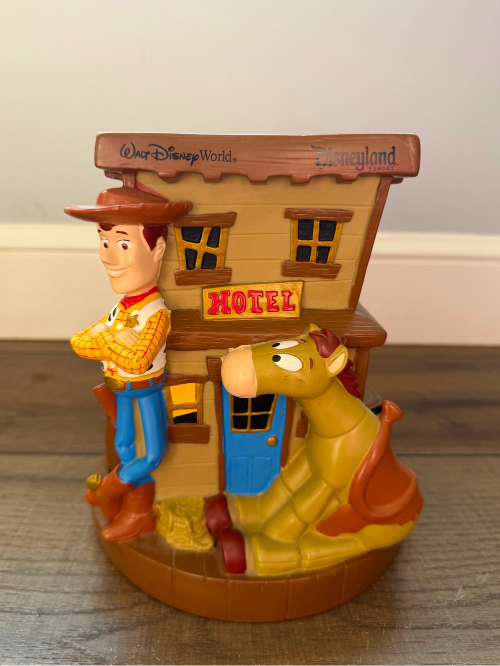Walt Disney World Disneyland Resort Toy Story Coin Bank Woody Jessie Bullseye 8"
